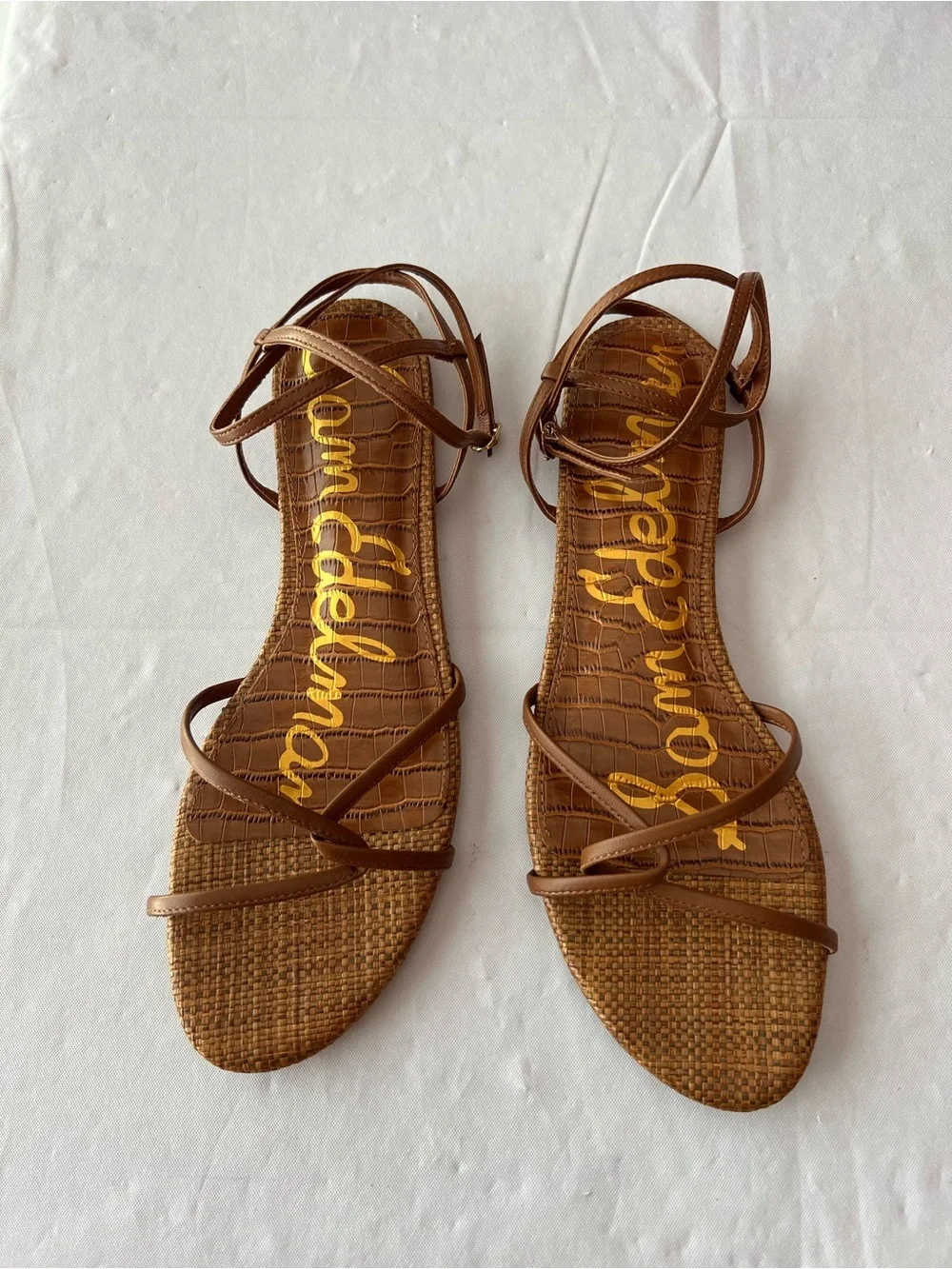 Sam Edelman Brown Strappy Ankle Wrap Sandals Ellina strappy sandal .